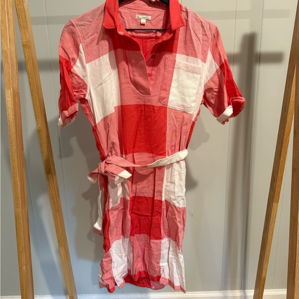 Vintage Gap Red & White Plaid Shirt Dress with Belt